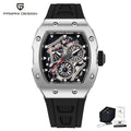 PAGANI DESIGN skeleton Watch Sapphire YS012 Automatic Men’s Quartz Watch Silicone Square Clock Waterproof Relogio Masculino