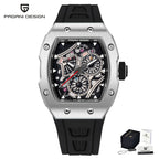 PAGANI DESIGN skeleton Watch Sapphire YS012 Automatic Men’s Quartz Watch Silicone Square Clock Waterproof Relogio Masculino