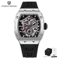 PAGANI DESIGN skeleton Watch Sapphire YS012 Automatic Men’s Quartz Watch Silicone Square Clock Waterproof Relogio Masculino