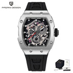 PAGANI DESIGN skeleton Watch Sapphire YS012 Automatic Men’s Quartz Watch Silicone Square Clock Waterproof Relogio Masculino