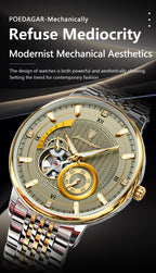 POEDAGAR Top Luxury Man Wristwatch Luminous Hollow Tourbillon Stainless Steel Men Clock Mechanical Automatic Men's Watches Reloj