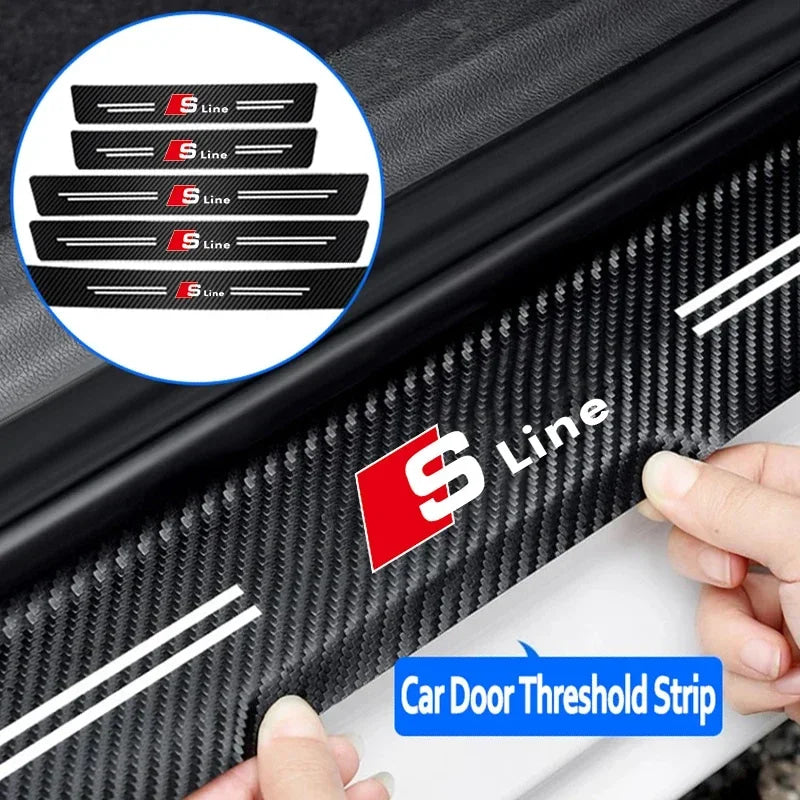 Car Door Trunk Sill Protective Strip Threshold Anti Scratch Sticker for Audi sline A4 B7 B8 B9 A3 8P 8V 8L A5 A6 Q3 Accessories