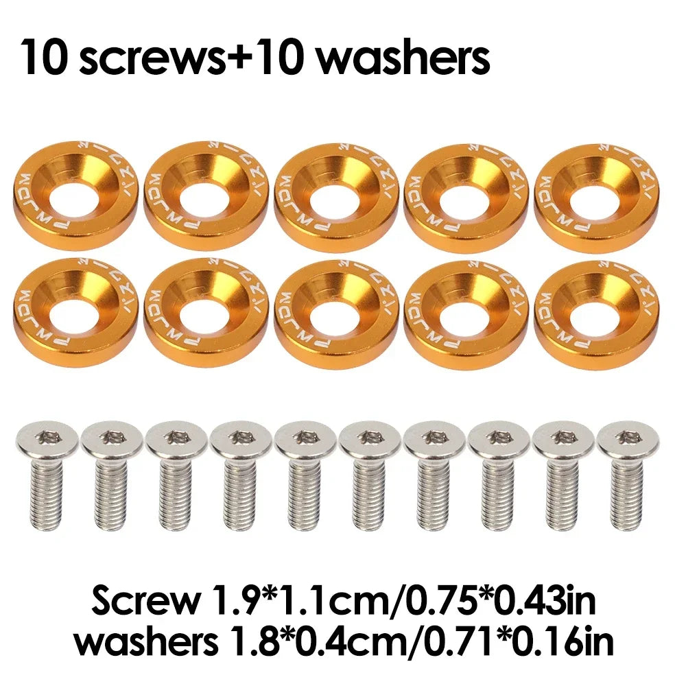 JDM Fender Washers M6 Bolt Set Car Modification Gasket Screw Fender Bumper Engine Aluminum Concave Screws Hex Fastener for Honda