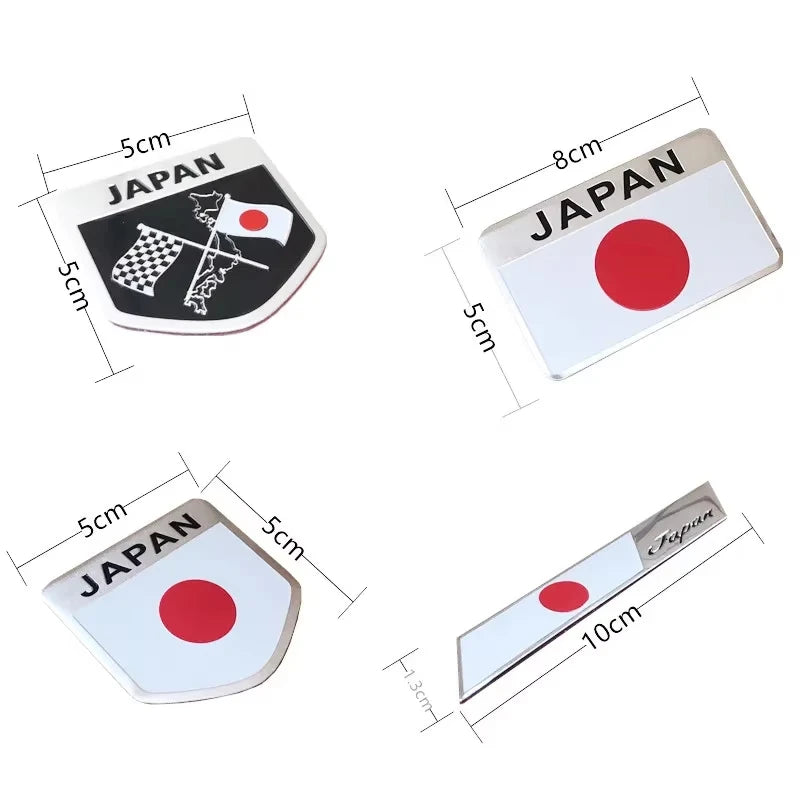 Aluminum Japanese JAPAN National Flag Car Emblem Motorcycle Body Trunk Decal Sticker For Toyota Honda Suzuki Nissan Mazda SUBARU