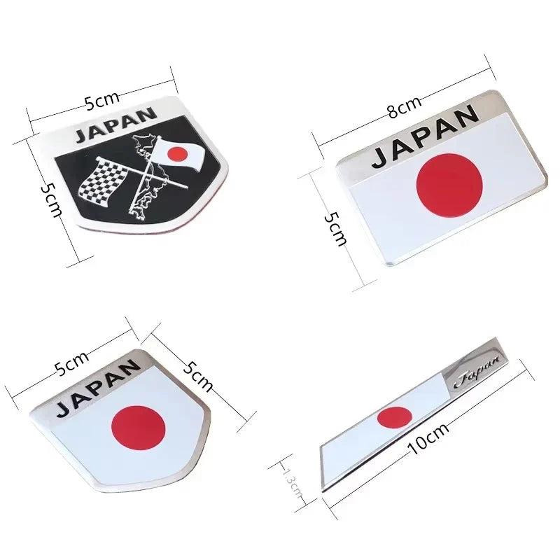 Aluminum Japanese JAPAN National Flag Car Emblem Motorcycle Body Trunk Decal Sticker For Toyota Honda Suzuki Nissan Mazda SUBARU