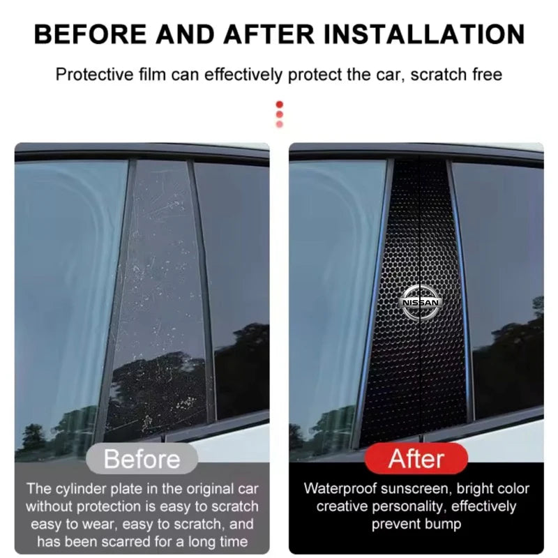 Car Stickers B-Pillar Center Column Decoration Cover PET Decals Auto Accessorie For Nissan Qashqai Juke Pulsar Sentra Altima Pat