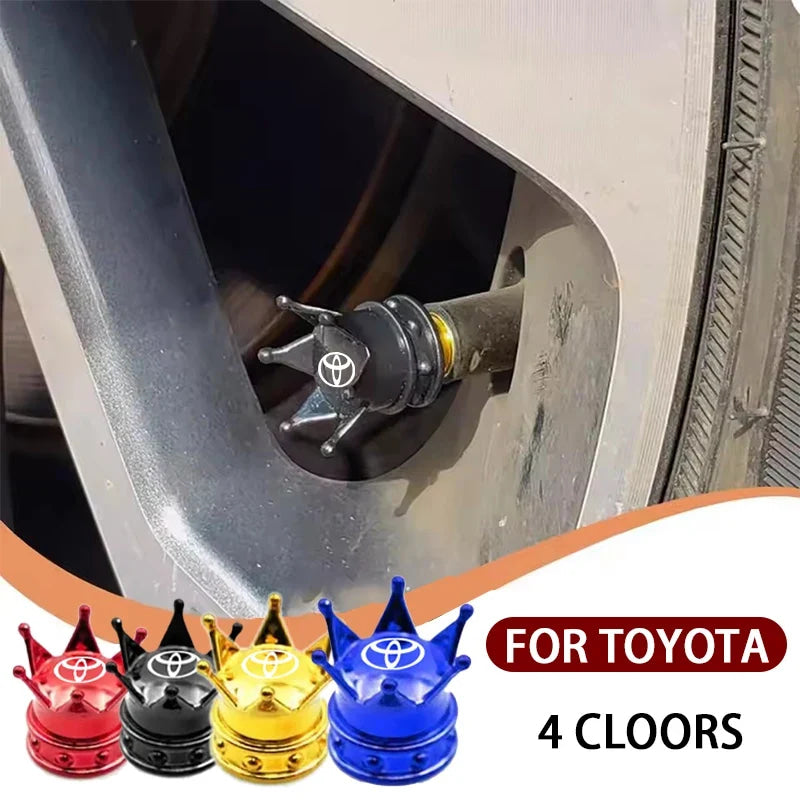 4PCS Crown Style Tire Valve Stem Caps, Air Caps Cover, Aluminum Alloy Dustproof And Waterproof Valve Caps Cover For All Toyota