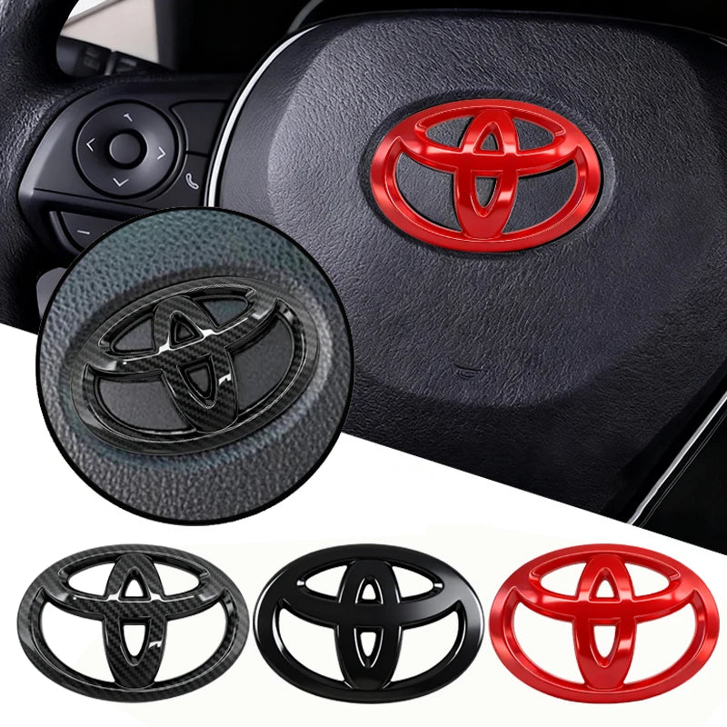 1PC ABS Car Steering Wheel Emblem Badge Sticker Compatible for Toyota Hilux Prius Avensis Auris Verso Corolla Camry Accessories