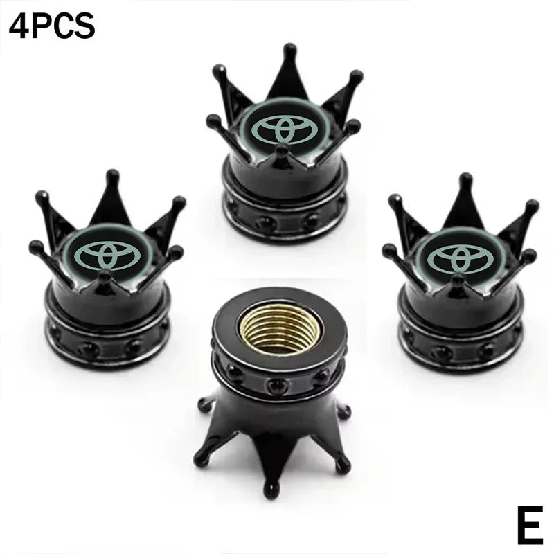 4PCS Crown Style Tire Valve Stem Caps, Air Caps Cover, Aluminum Alloy Dustproof And Waterproof Valve Caps Cover For All Toyota