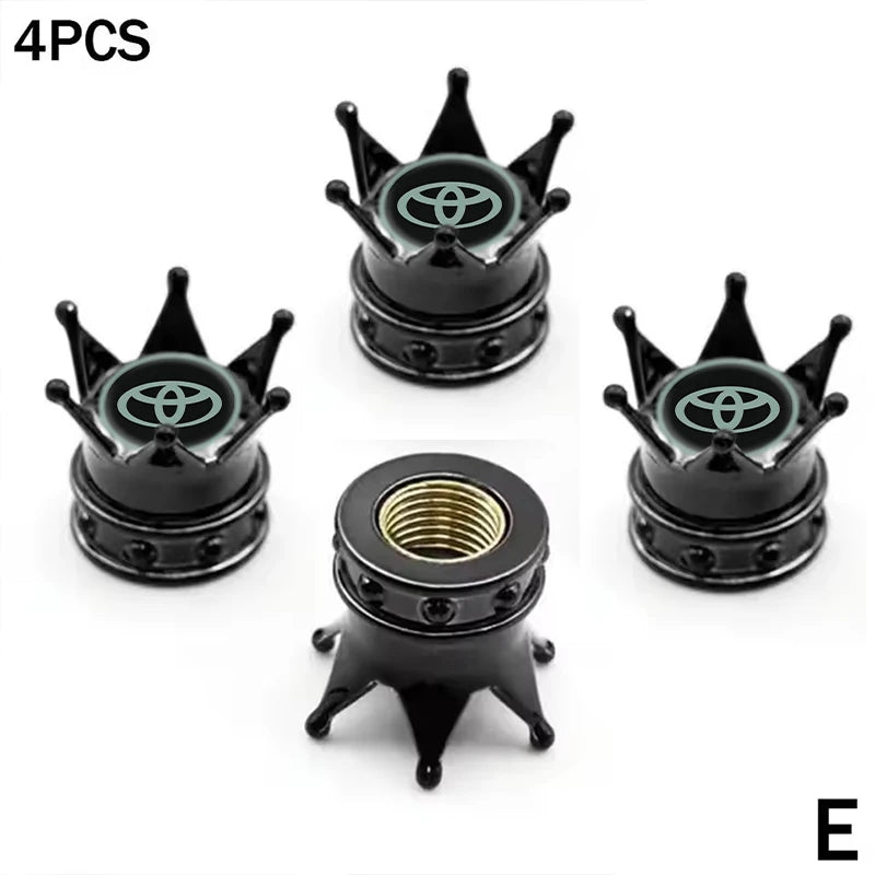 4PCS Crown Style Tire Valve Stem Caps, Air Caps Cover, Aluminum Alloy Dustproof And Waterproof Valve Caps Cover For All Toyota