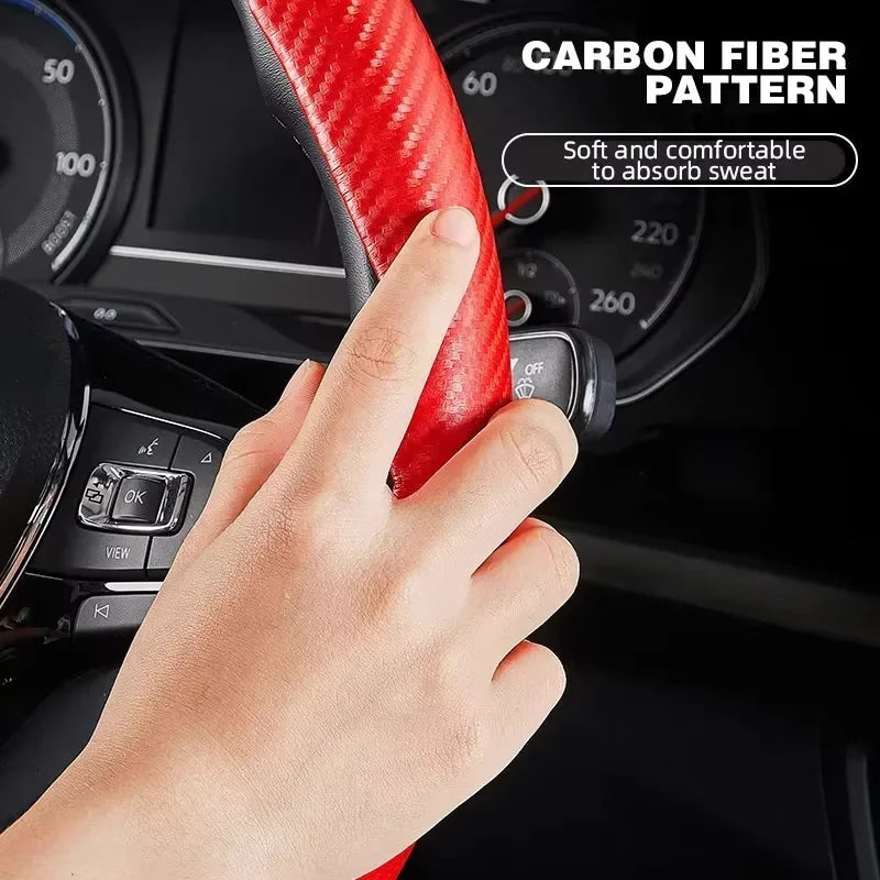 2/3PCS Carbon Fiber Universal Car Steering Wheel Booster Cover Non-Slip Auto Interior Decoration Accessories for Auto Deco