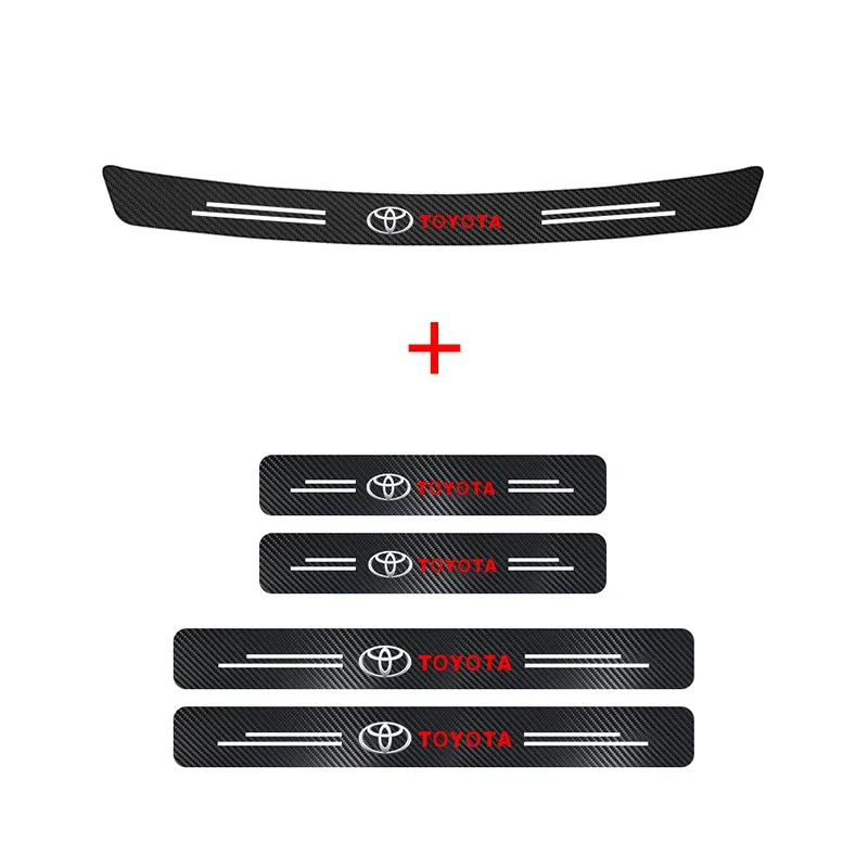 Car Door Threshold Strips Car Trunk Rear Bumper Protective Carbon fiber Leather Stickers For Toyota Camry Yaris Hilux Corolla