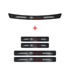 Car Door Threshold Strips Car Trunk Rear Bumper Protective Carbon fiber Leather Stickers For Toyota Camry Yaris Hilux Corolla
