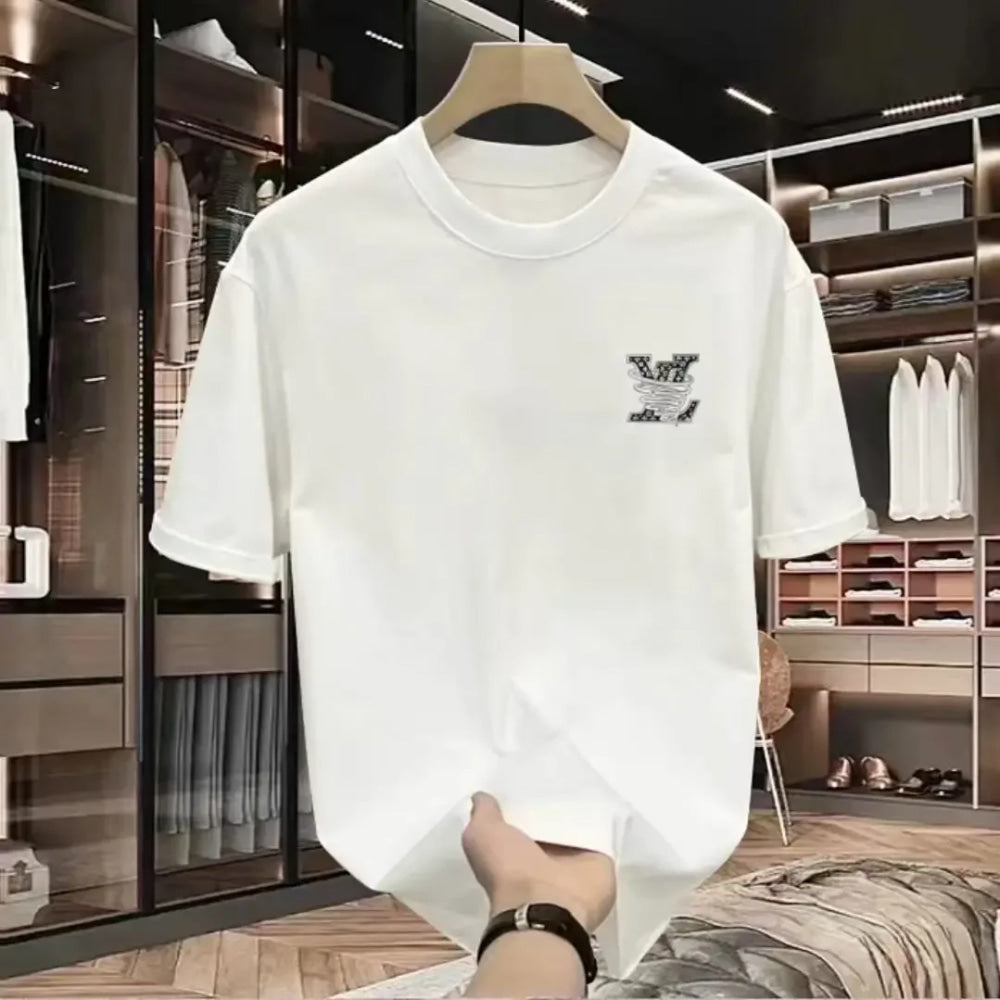 100% pure cotton men's luxurious brand letter print T-shirt, short-sleeved T-shirt, high-quality men's clothing, streetwear