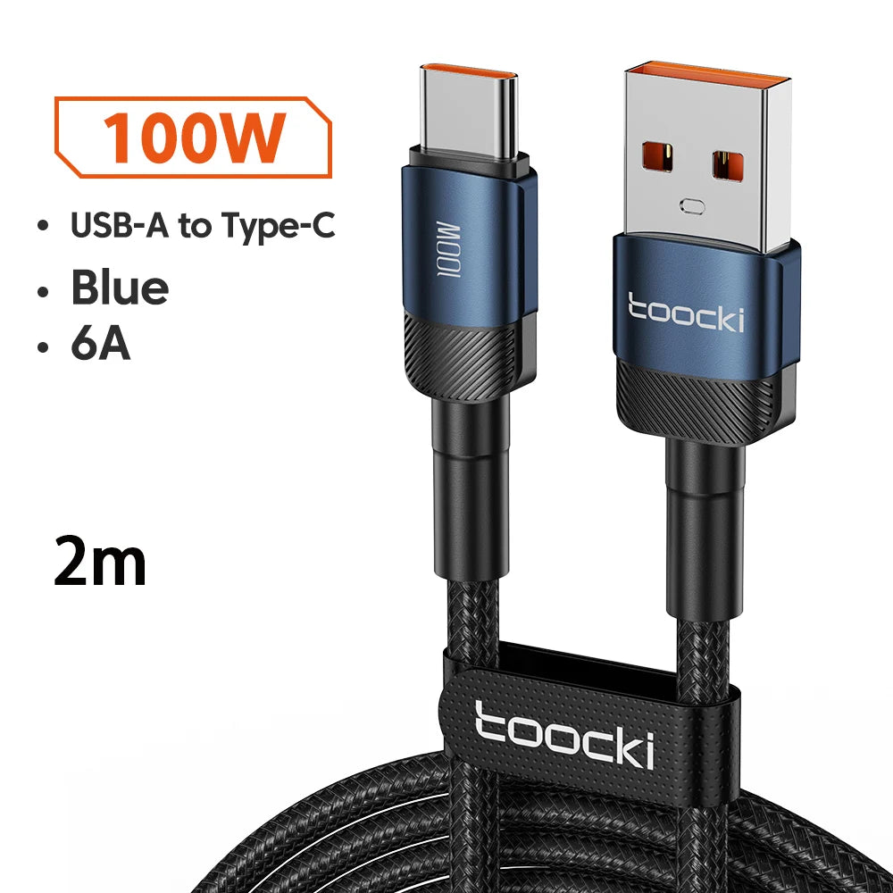Toocki 6A Cable USB a tipo C para Huawei Xiaomi PD 100W cargador de carga rápida Cable de datos USB C carga rápida para Samsung Oneplus