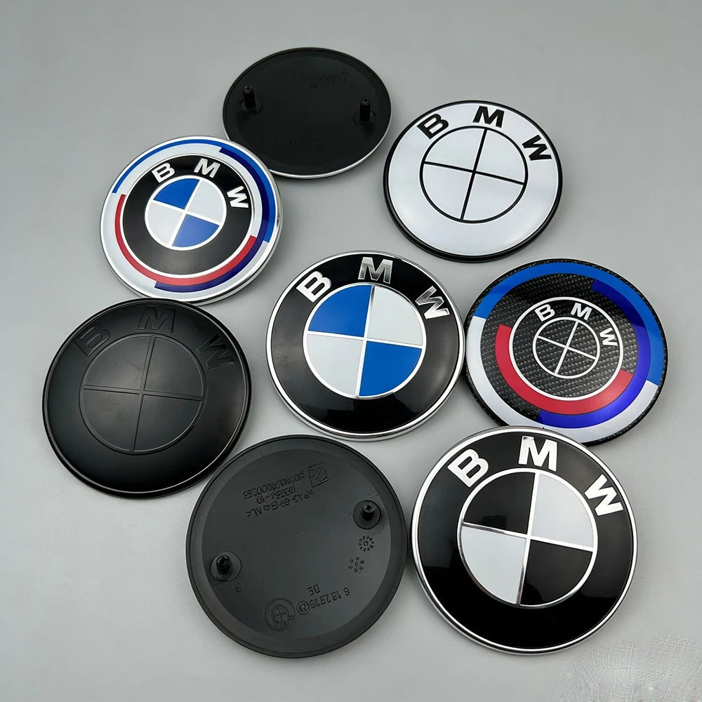 2pcs 74mm 82mm Car Front Hood Bonnet Emblem Rear Trunk Badge For BMW E30 E36 F34 F23 G14 G20 G30 X1 X2 X3 X5 M1 M2 Accessories