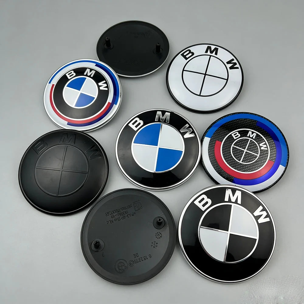 2pcs 74mm 82mm Car Front Hood Bonnet Emblem Rear Trunk Badge For BMW E30 E36 F34 F23 G14 G20 G30 X1 X2 X3 X5 M1 M2 Accessories