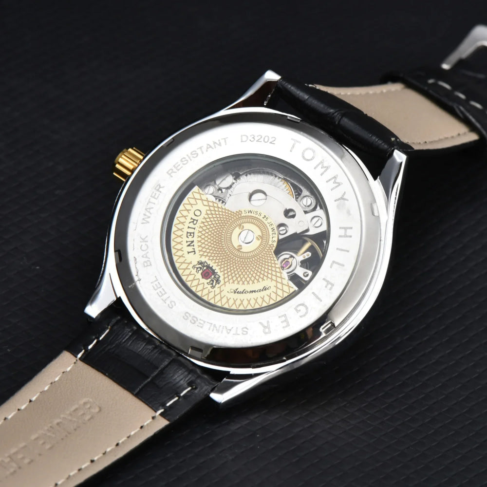 Orient Double Lion Watch Japanese Fully Automatic Mechanical Watch Hollowed Out Business Men's Watch Leather Strap