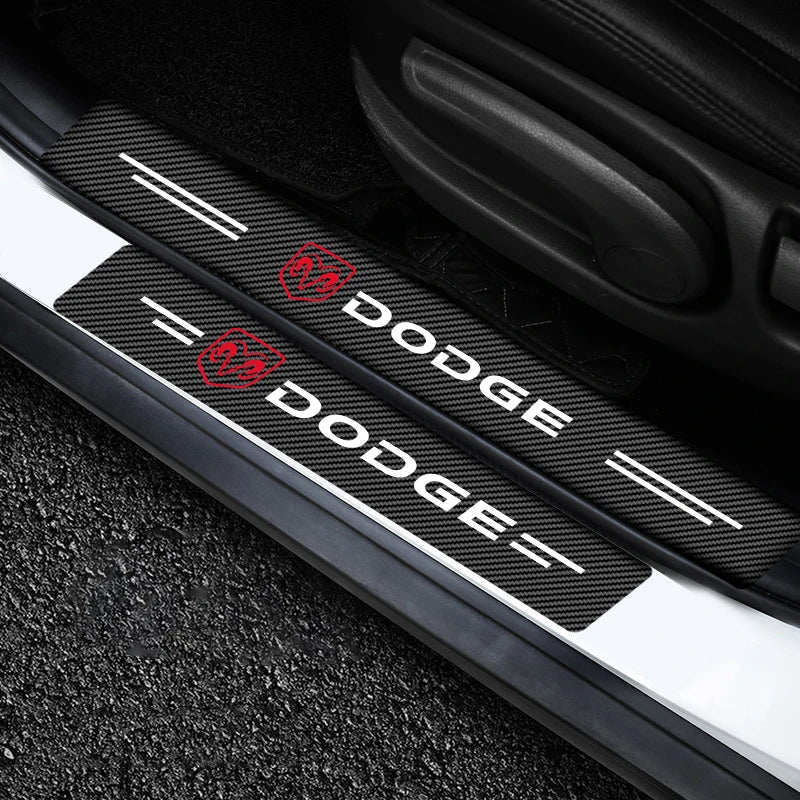 4Pcs Car Door Threshold Protector Sticker Emblem Decal Auto Accessories  For Dodge Durango Caliber Dakota Neon SXT Nitro Ram SRT