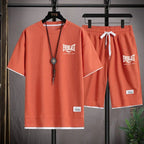 2026 Men's summer suit high quality round neck men's T-shirt 2 pieces shorts running quick dry leisure quick dry.