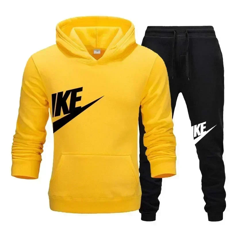 Men's casual sports suit, fashion new men's and women's sports hoodie + pants 2 sets, autumn and winter warm sportswear suit