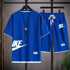 Fashionable, casual and trendy men's sportswear set, short-sleeved T-shirt and outdoor summer sports shorts set, new size M-3XL