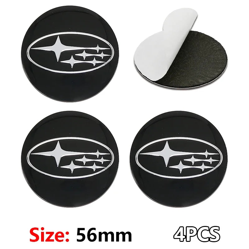 For Subaru STI Forester Impreza Legacy Outback XV BRZ WRX Tribeca ABS 4pcs Car Wheel Stickers 56mm Auto Center Hub Cap Decal