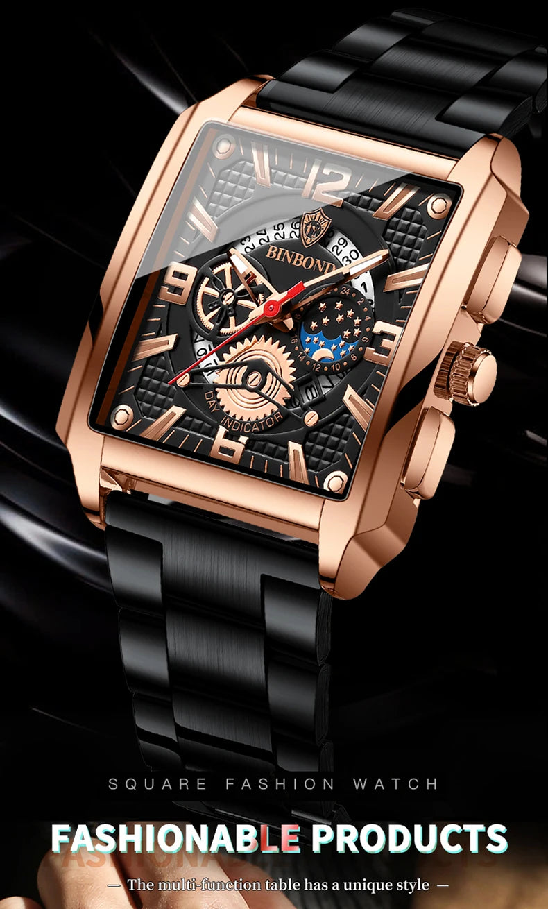 BINBOND Luxury quartz wristwatches luminous waterproof auto date chronograph men's watch business sport fashion casual reloj