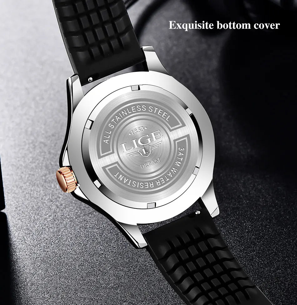 LIGE Men Watch Business Date Watch for Men Luxury Sport Quartz Watches Waterproof Luminous Silicone Wristwatch Relogio Masculino