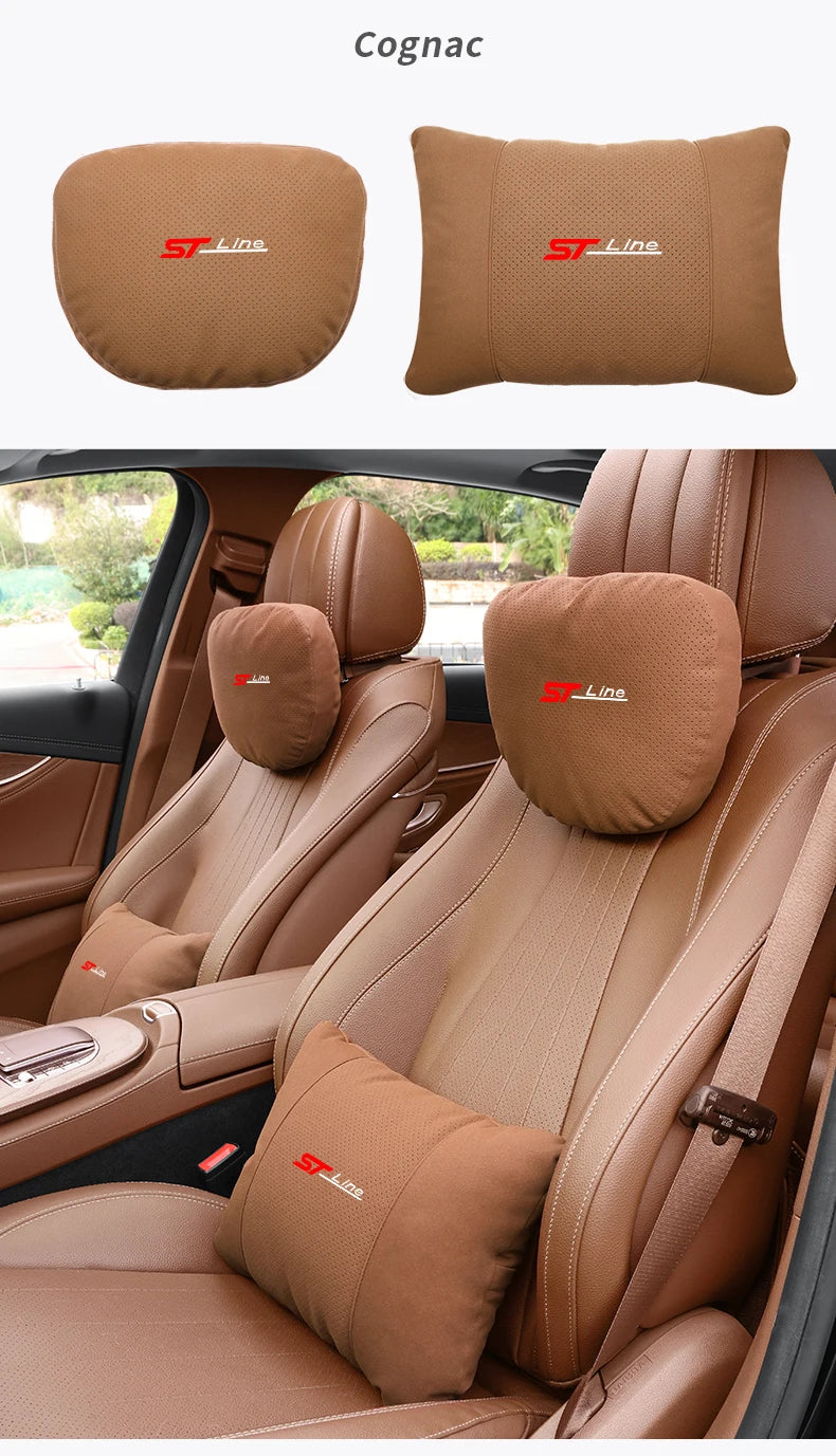 For Ford STline Focus Mondeo Explorer Edge Fiesta Fusion Kuga Escape Auto Headrest Neck Support Lumbar Cushion Soft Neck Pillow