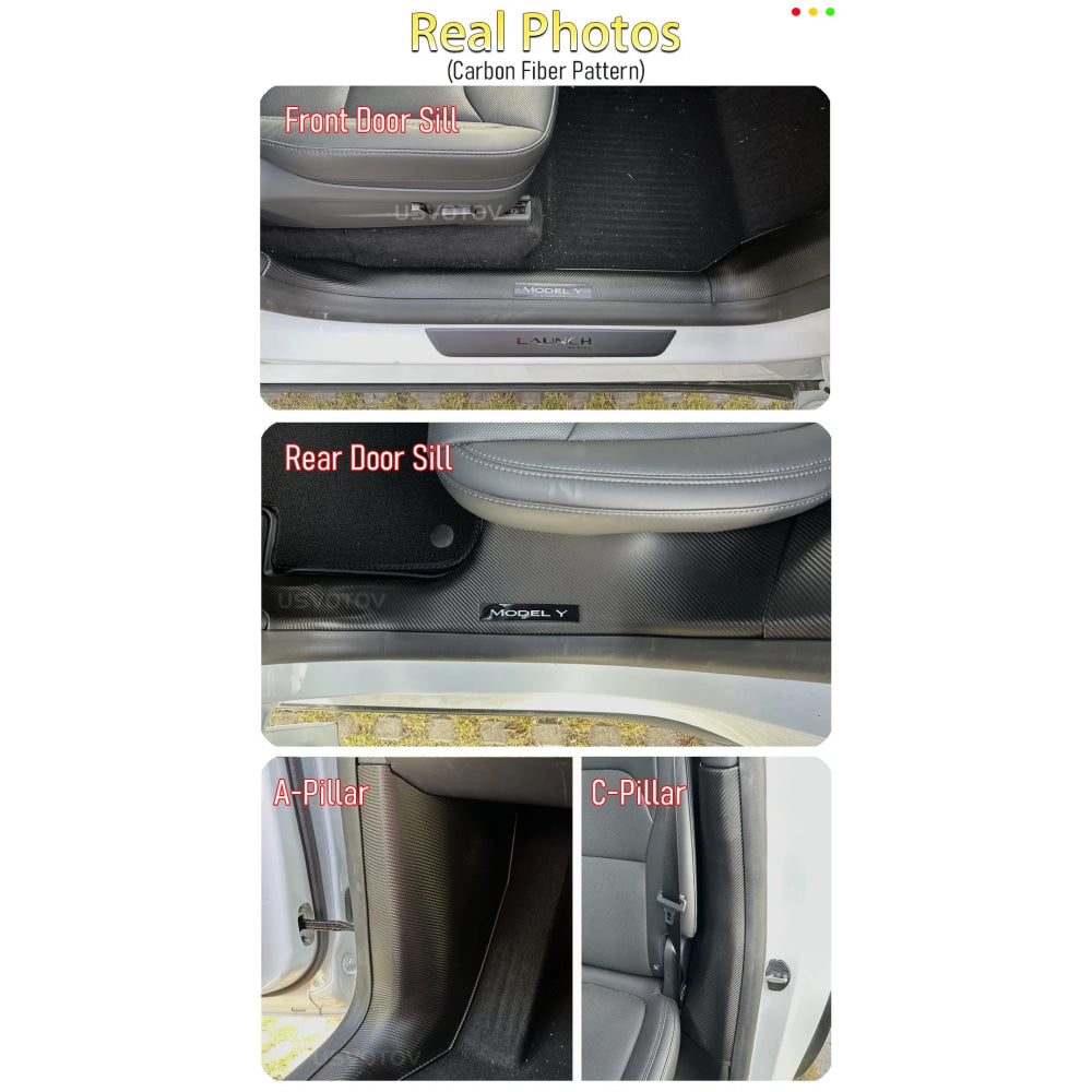 For Tesla Model Y Juniper 2025 2026 Front Rear Door Sill Guard Anti Scratch Dirt Resistant Threshold Strips Interior Accessories