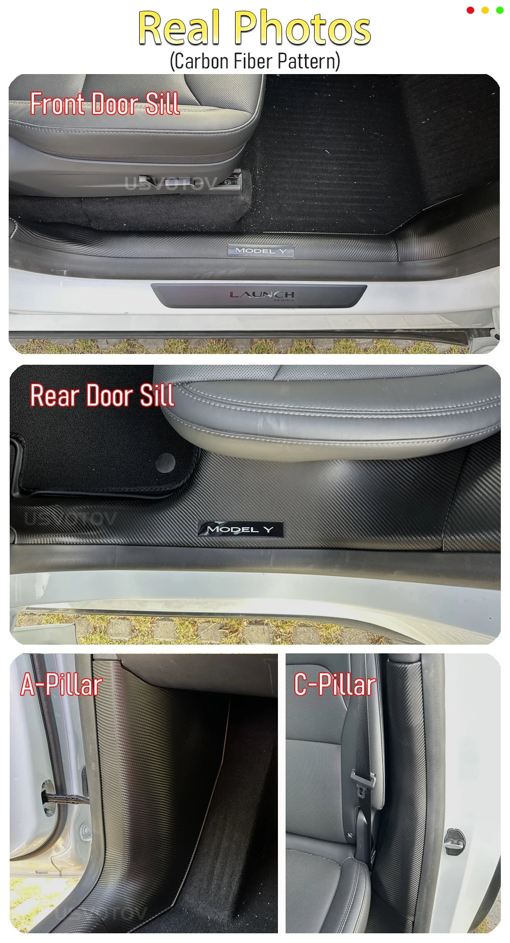 For Tesla Model Y Juniper 2025 2026 Front Rear Door Sill Guard Anti Scratch Dirt Resistant Threshold Strips Interior Accessories
