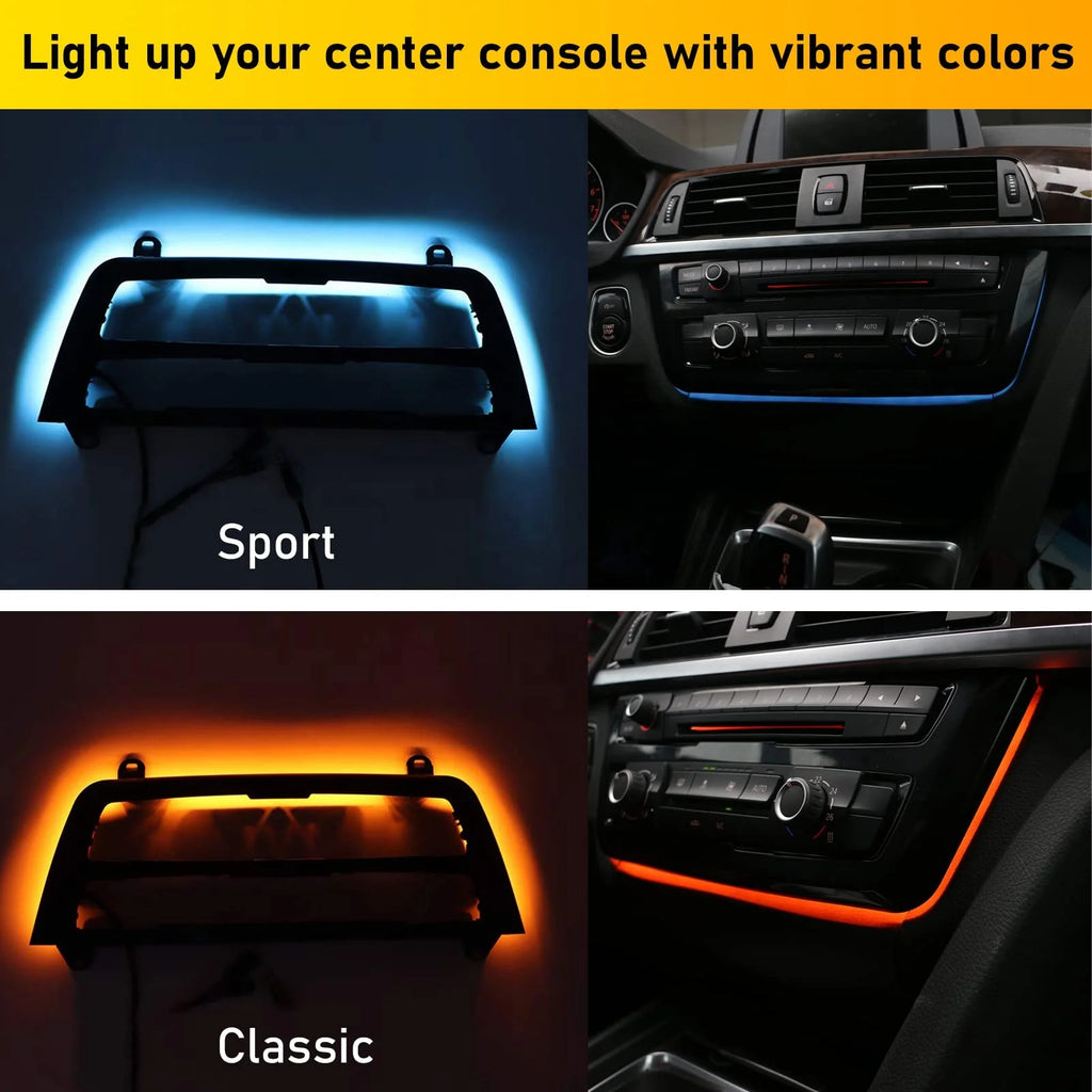 For BMW 3 Series 4 Series F30 F32 F33 F34 F36 2Color Center Console AC Panel Ambient Light Radio Trim LED Dashboard Light