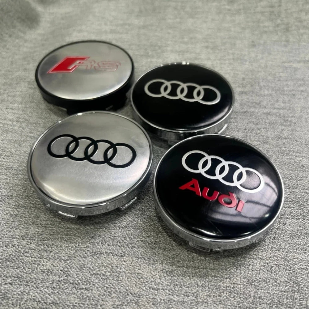 4Pcs 60mm Car Center Wheel Hub Cover Tire Cap For Audi Sline A1 A2 A3 A4 A5 A6 A7 A8 Q1 Q2 Q3 Q4 Q5 Q6 Q7 Q8 TT Auto Accessories