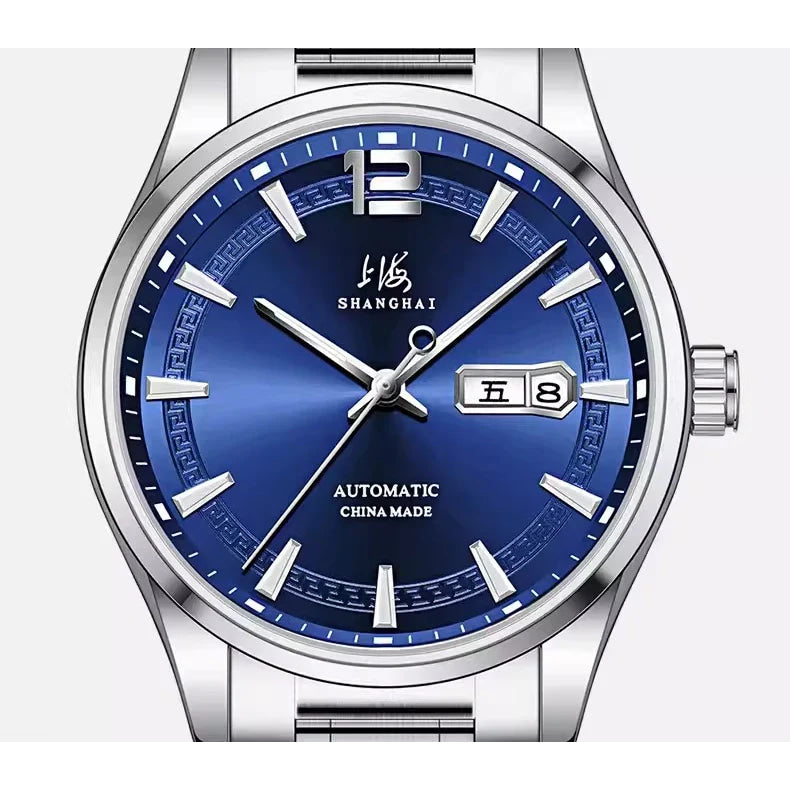Shanghai Watch Business Men's Mechanical Watches 39mm Automatic Wristwatch 316L Stainless Steel Sapphire Glass reloj hombre 706