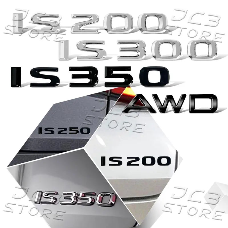 1Pcs 3D Chrome Metal Car AWD Letter Logo Fender side Rear Bumper Trunk Emblem Sticker For Lexus IS200 IS250 IS300 IS350 Decor