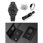 TOMI New Men's Watch Brooch Ring Gift Box Set Luxury Business Stainless Steel Strap Men's Calendar Casual Quartz Watch Reloj