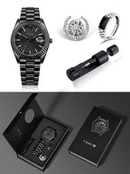 TOMI New Men's Watch Brooch Ring Gift Box Set Luxury Business Stainless Steel Strap Men's Calendar Casual Quartz Watch Reloj