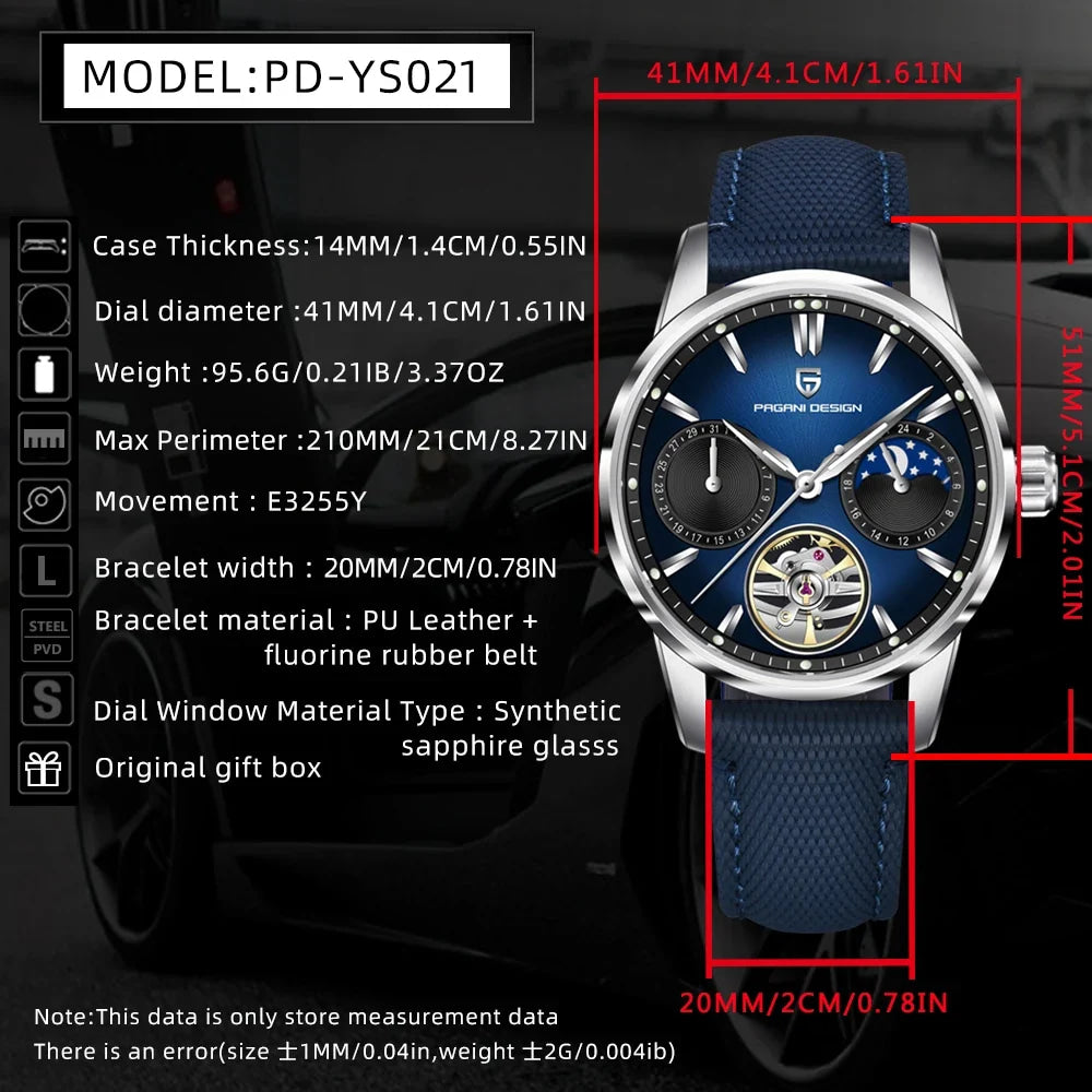 Pagani Design New Men's Automatic Mechanical Watch Tourbillon Clock Sapphire Stainless Steel Men's Military Watch
