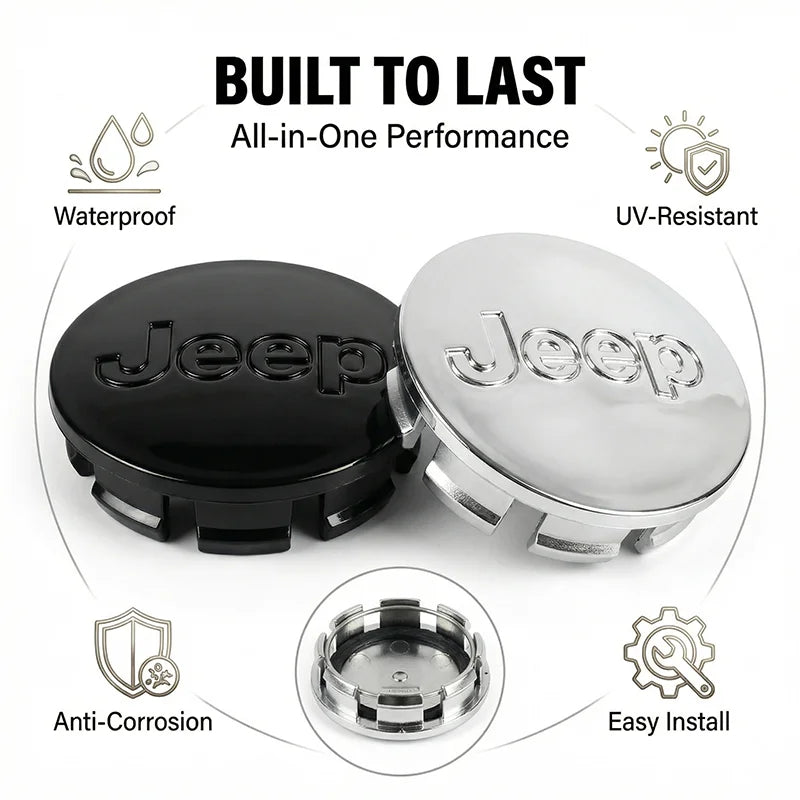 4Pcs 56mm Embossed Logo Rim Center Covers Wheel Center Hub Caps for Jeep Renegade Compass Wrangler JK Patriot Grand Cherokee SRT