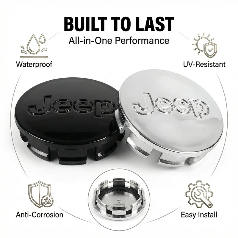 4Pcs/set 56mm Anti-Rust Snap-On Wheel Center Hub Caps Center Covers for Jeep Renegade Compass Wrangler JK Patriot Grand Cherokee
