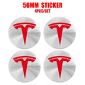 Hot 4pcs 56mm Car Wheel Center Hub Stickers Cap Emblem Cover Tesla Model 3 Model S Model X Y Juniper Roadster Wye Accessories