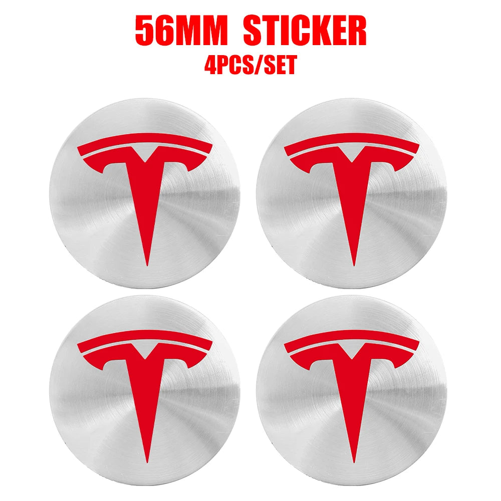 Hot 4pcs 56mm Car Wheel Center Hub Stickers Cap Emblem Cover Tesla Model 3 Model S Model X Y Juniper Roadster Wye Accessories