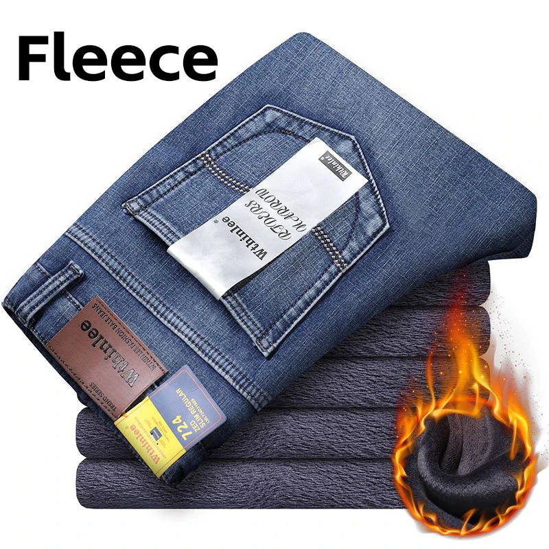 Wthinlee, Nuevos Jeans Casuales para Hombre, Corte Recto, Elásticos, Clásicos, Azules y Negros, Pantalones de Mezclilla para Trabajo, Ropa Masculina