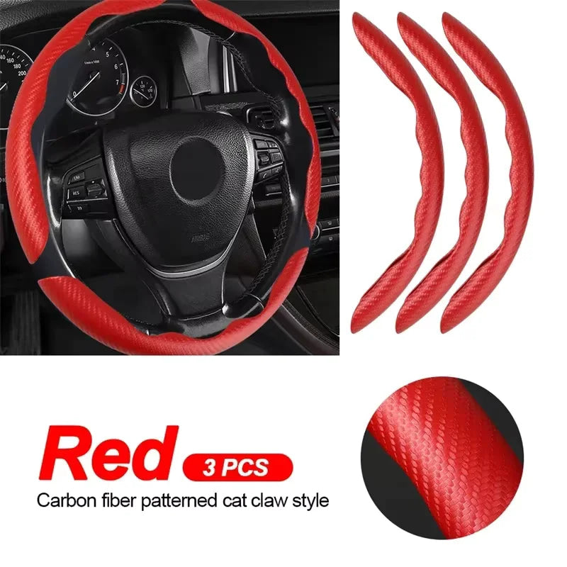 2/3PCS Carbon Fiber Universal Car Steering Wheel Booster Cover Non-Slip Auto Interior Decoration Accessories for Auto Deco