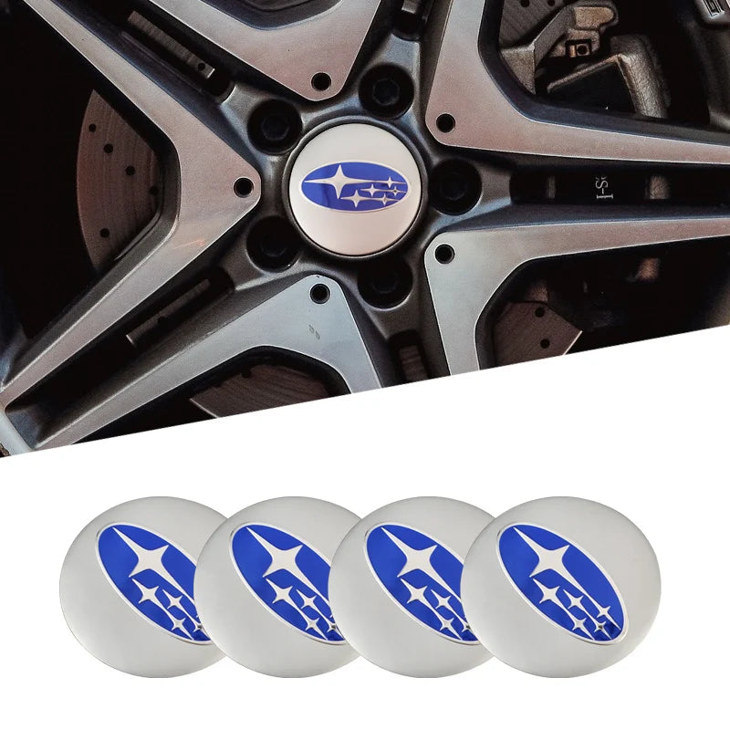 4Pcs Auto Wheel Stickers Car Center Hub Cap Decal For Subaru STI WRX Forester Impreza Legacy Outback XV WAS Ascent Atenza BRZ