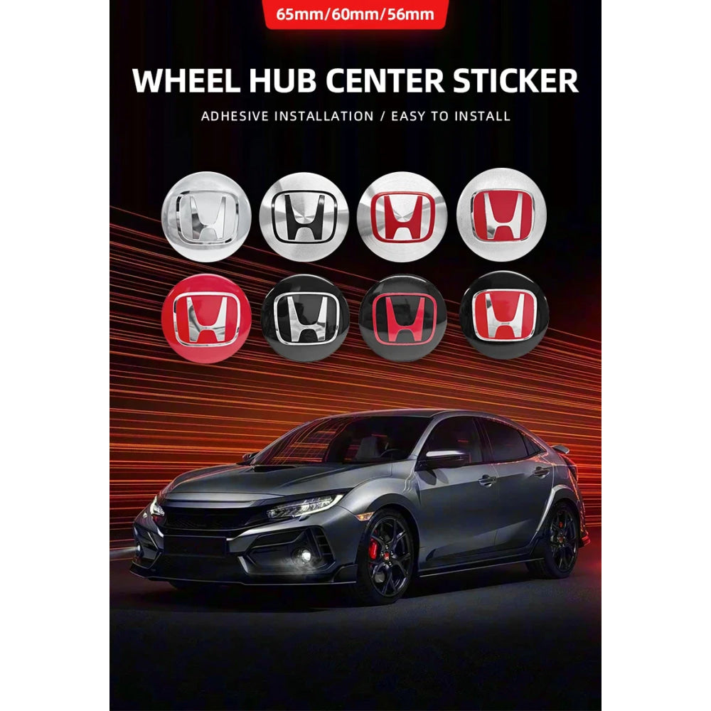 4pcs 56mm 60mm 65mm Car Wheel Center Covers Badge Sticker Stickers For Honda Civic XR-V HR-V Accord Odyssey CRV Insight Fit