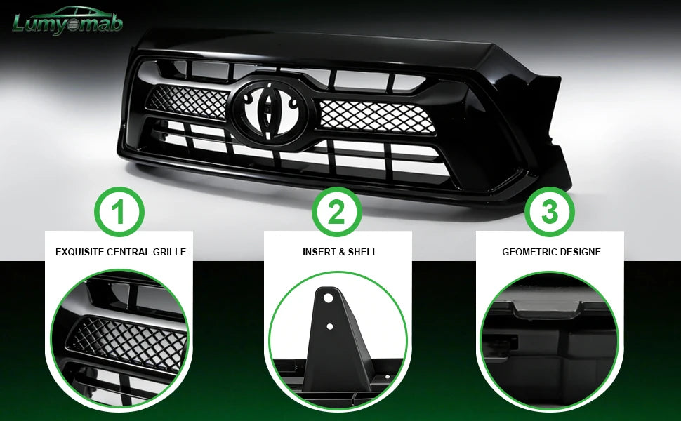 Front Grille Grill Compatible With 2012 2013 2014 2015 Toyota Tacoma Pickup Truck TRD Style Front Bumper Mesh Grill Assembly