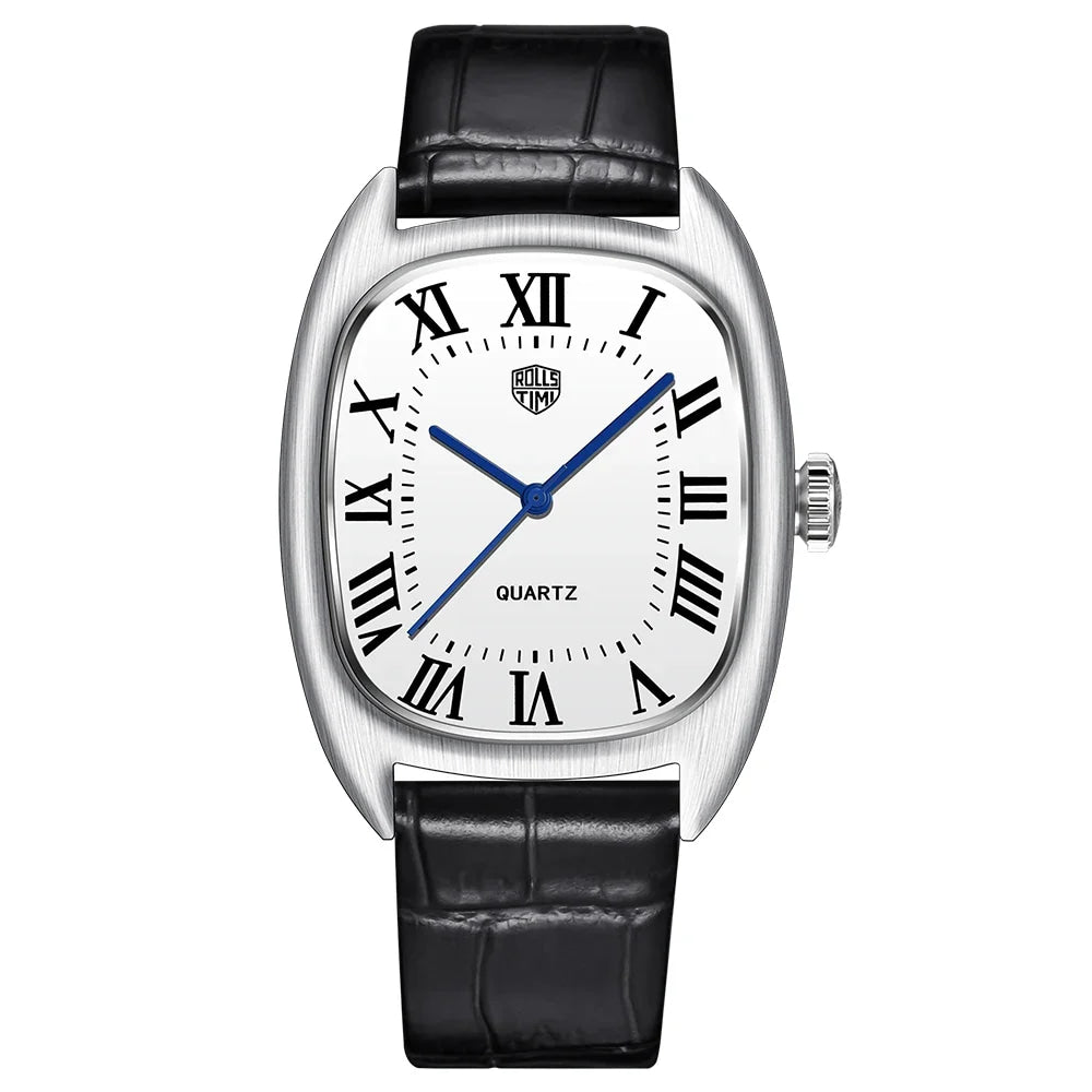RollsTimi 2026 New Men's Watches Top Brand Luxury Oval Quartz Watch For Men Fashion Watch Man Waterproof VH31 Clock Gift Leathe