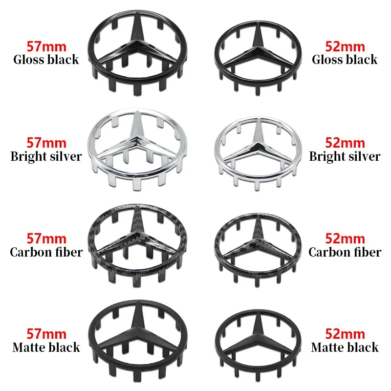 52mm 57mm Pins Sticker Car Steering Wheel Emblem Badge For Mercedes Benz C E S Class CLA CLS W212 W205 W204 Styling Accessories